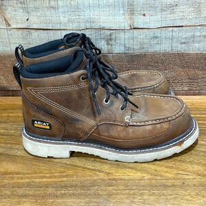 Ariat Rebar Mens 8D Brown Leather 4" Moc Composite Toe Slip Resistant Work Boots